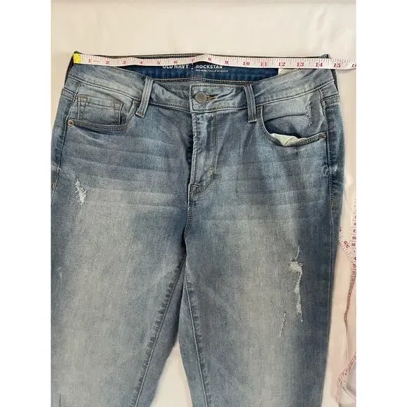 Old Navy Rockstar Mid Rise Distressed Light Wash Skinny Jeans Size 8 Regular - Picture 6 of 11